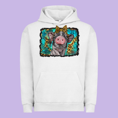 Baby Pig With Leopard Background Urban Hoodie Designed By Barkaloodesign