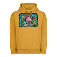 Pigment Peanut Butter baby pig with leopard background Urban Hoodie - BarkalooDesign
