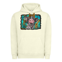 Pigment Pistachio baby pig with leopard background Urban Hoodie - BarkalooDesign