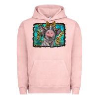 Pigment Salmon baby pig with leopard background Urban Hoodie - BarkalooDesign