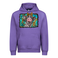 Tulip baby pig with leopard background Urban Hoodie - BarkalooDesign