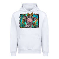 White baby pig with leopard background Urban Hoodie - BarkalooDesign