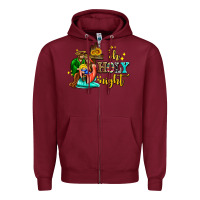 Burgundy oh holy night with sunflower and cross Zipper Hoodie - AdoDesignShop