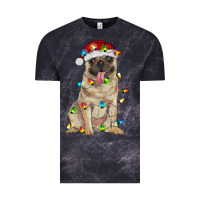 Cloud Black pug with christmas lights Vintage Tee - RanaPortraitStore