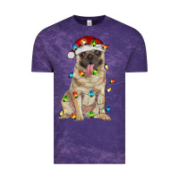 Cloud Purple pug with christmas lights Vintage Tee - RanaPortraitStore