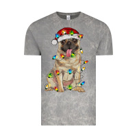 Cloud Rock pug with christmas lights Vintage Tee - RanaPortraitStore
