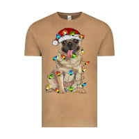 Vintage Camel pug with christmas lights Vintage Tee - RanaPortraitStore