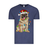 Vintage Denim pug with christmas lights Vintage Tee - RanaPortraitStore
