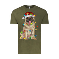 Vintage Olive pug with christmas lights Vintage Tee - RanaPortraitStore