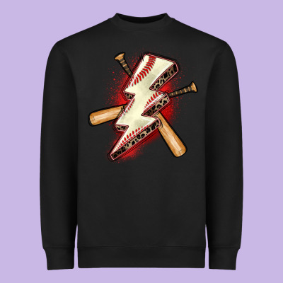 Baseball Lightning Bolt Heavyweight Sweatshirt Designed By Zillion Design Studio