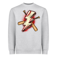 Heather Grey baseball lightning bolt Heavyweight Sweatshirt - Zillion Design Studio