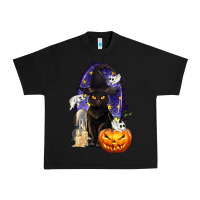 Black Halloween Cat and Pumpkin Urban Heavy Tee - texasbilliewilder