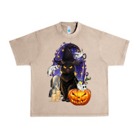 French Oak Halloween Cat and Pumpkin Urban Heavy Tee - texasbilliewilder