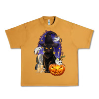 Peanut Butter Halloween Cat and Pumpkin Urban Heavy Tee - texasbilliewilder