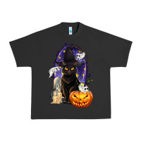 Pigment Black Halloween Cat and Pumpkin Urban Heavy Tee - texasbilliewilder