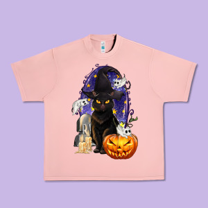 Halloween Cat And Pumpkin Urban Heavy Tee Designed By Texasbilliewilder