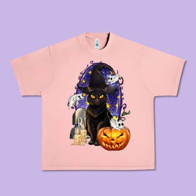 Halloween Cat And Pumpkin Urban Heavy Tee Designed By Texasbilliewilder