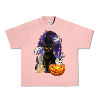 Salmon Halloween Cat and Pumpkin Urban Heavy Tee - texasbilliewilder