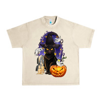 Sandshell Halloween Cat and Pumpkin Urban Heavy Tee - texasbilliewilder