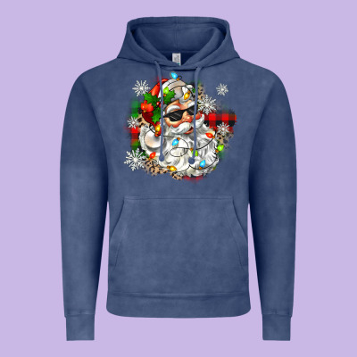 Santa With Sunglasses Christmas Vintage Hoodie Designed By Zillion Design Studio