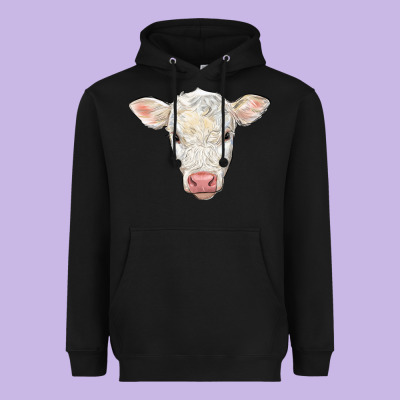 Charolais Calf Face Heavyweight Hoodie Designed By Lillyallendesigns