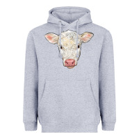 Heather Grey charolais calf face Heavyweight Hoodie - LillyAllenDesigns