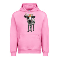 Fuchsia Pink holstein cow floral wreath Urban Hoodie - BarkalooDesign