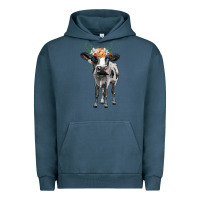 Pigment Midnight Navy holstein cow floral wreath Urban Hoodie - BarkalooDesign
