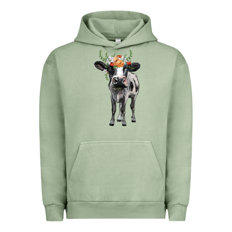 Holstein Cow Floral Wreath Urban Hoodie by BarkalooDesign | Teevron