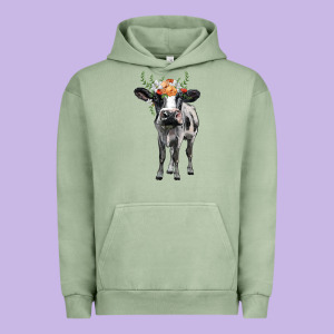 Holstein Cow Floral Wreath Urban Hoodie Designed By Barkaloodesign