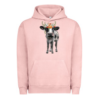 Pigment Salmon holstein cow floral wreath Urban Hoodie - BarkalooDesign