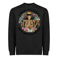 Black I Hate Everyone But Coffee Helps With Flowers Heavyweight Sweatshirt - RanaPortraitStore