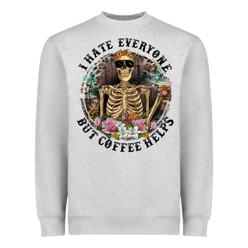 I Hate Everyone But Coffee Helps With Flowers Heavyweight Sweatshirt by RanaPortraitStore | Teevron
