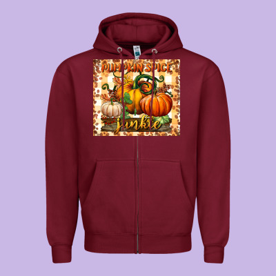 Pumpkin Spice Junkie Tumbler Zipper Hoodie Designed By Bundleandbundleshop