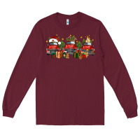 Burgundy christmas trucks Long Sleeve Tee - FaDigitalArtStudio