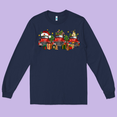 Christmas Trucks Long Sleeve Tee Designed By Fadigitalartstudio