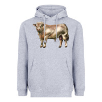 Heather Grey charolais bull Heavyweight Hoodie - LillyAllenDesigns