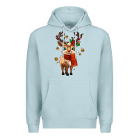 Blue Mist reindeer in christmas Premium Hoodie - MaliasSmallBusiness