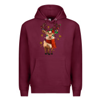 Burgundy reindeer in christmas Premium Hoodie - MaliasSmallBusiness