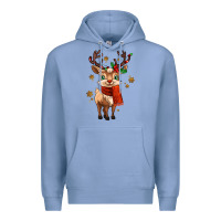 Colony Blue reindeer in christmas Premium Hoodie - MaliasSmallBusiness