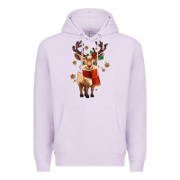 Lilac reindeer in christmas Premium Hoodie - MaliasSmallBusiness