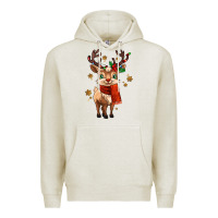 Oatmeal Heather reindeer in christmas Premium Hoodie - MaliasSmallBusiness