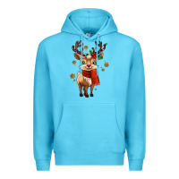 Ocean Blue reindeer in christmas Premium Hoodie - MaliasSmallBusiness