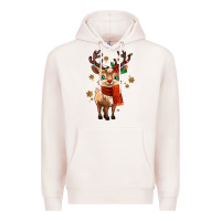Pale Pink reindeer in christmas Premium Hoodie - MaliasSmallBusiness