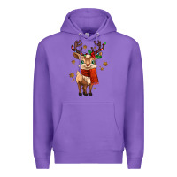 Purple reindeer in christmas Premium Hoodie - MaliasSmallBusiness