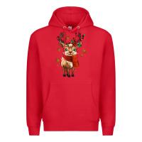 Red reindeer in christmas Premium Hoodie - MaliasSmallBusiness