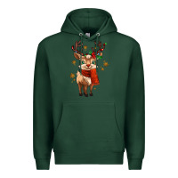 Sports Green reindeer in christmas Premium Hoodie - MaliasSmallBusiness