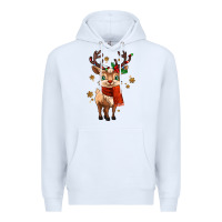 White reindeer in christmas Premium Hoodie - MaliasSmallBusiness