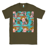 Army Green turquoise baby pig seamless pattern Classic Tee - HRA Design Shop