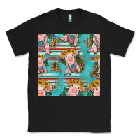 Black turquoise baby pig seamless pattern Classic Tee - HRA Design Shop